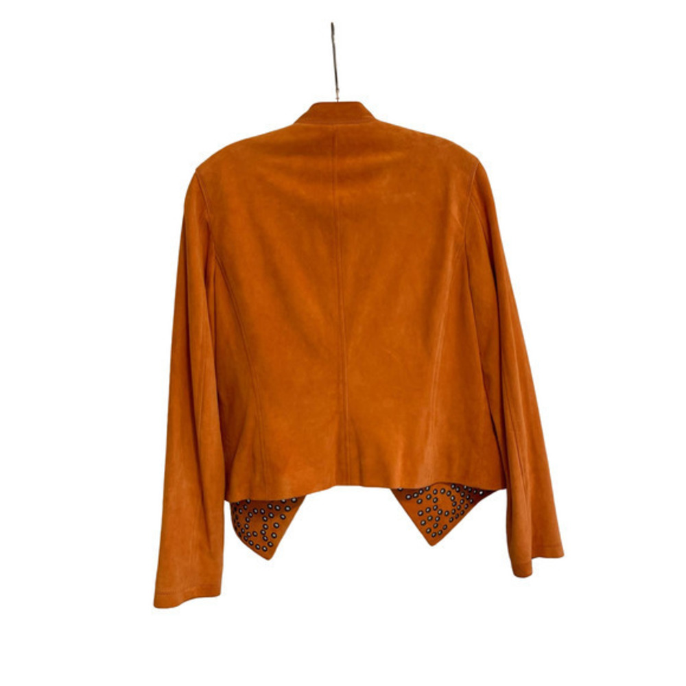 Orange Studded Women's Jacket - Picture 4 of 8